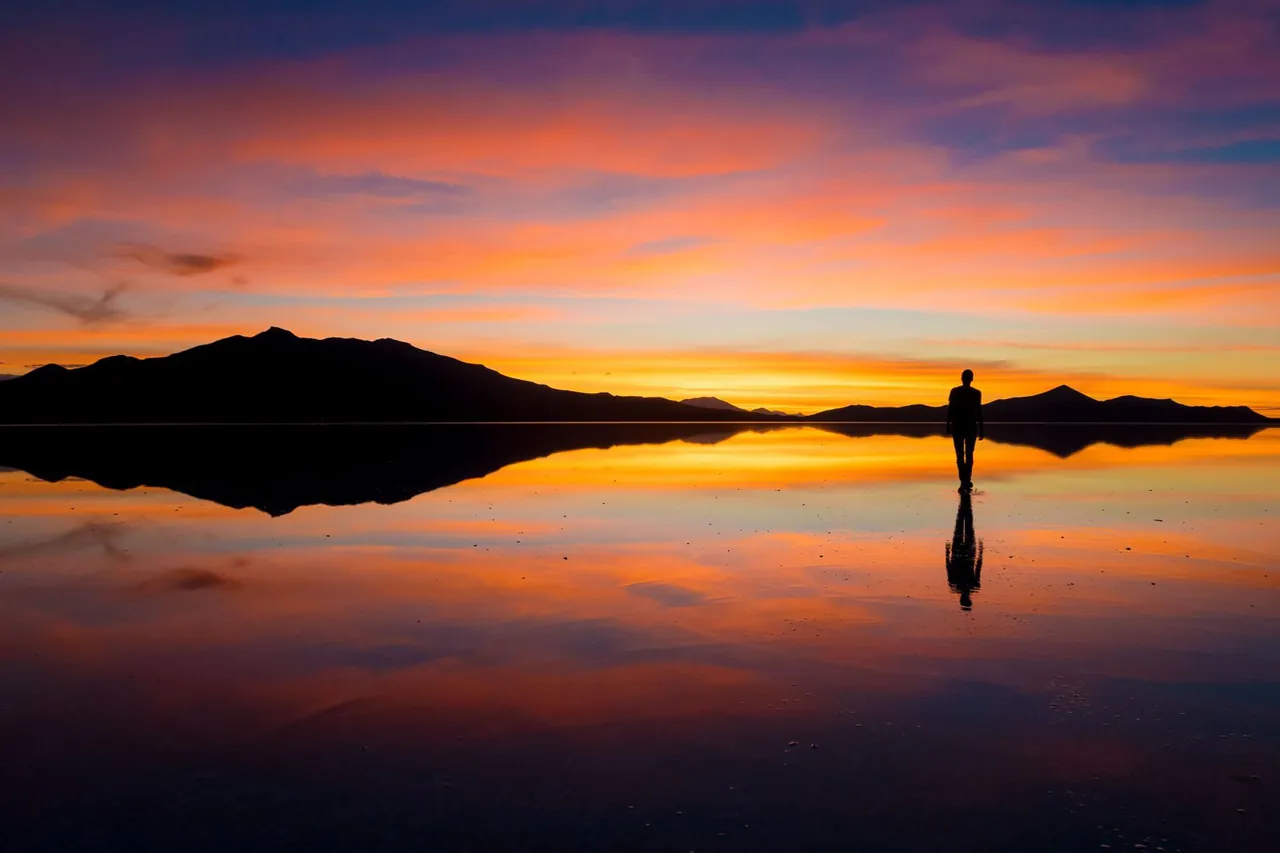 Mirror at Dusk — Salar de Uyuni, Bolivia